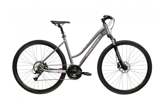 Rower crossowy KROSS Evado 4.0 D Szary różowy 28"